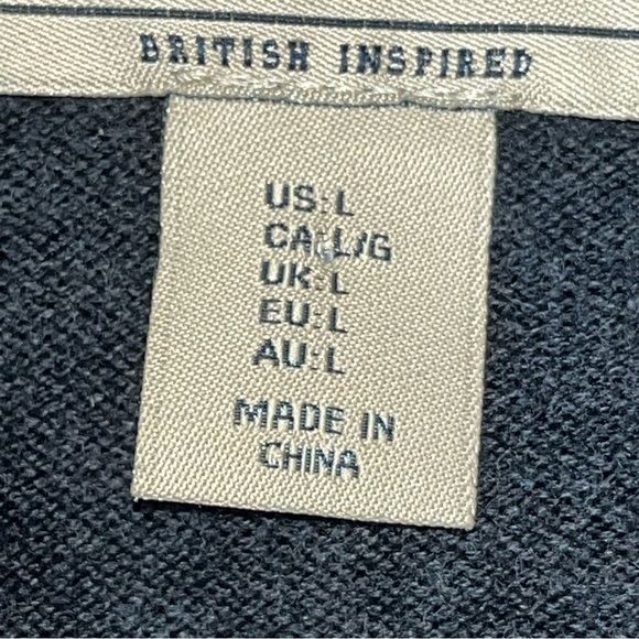 Refectory black knit Sweater L Crew Neck Gray trim British Inspired mens neutral - Picture 2 of 11